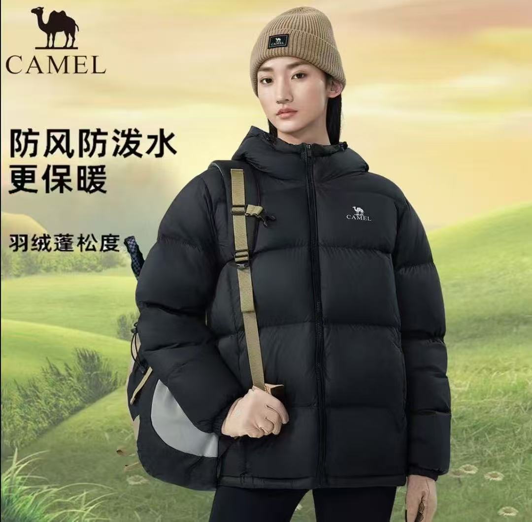 骆驼户外羽绒服冬季男女同款加厚连帽防风御寒情侣外套保暖面包服