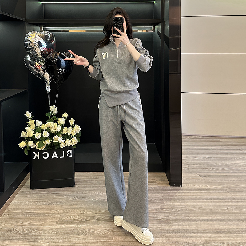 欧货秋季休闲运动套装卫衣时尚小个子运动秋装宽松长裤百搭设计感
