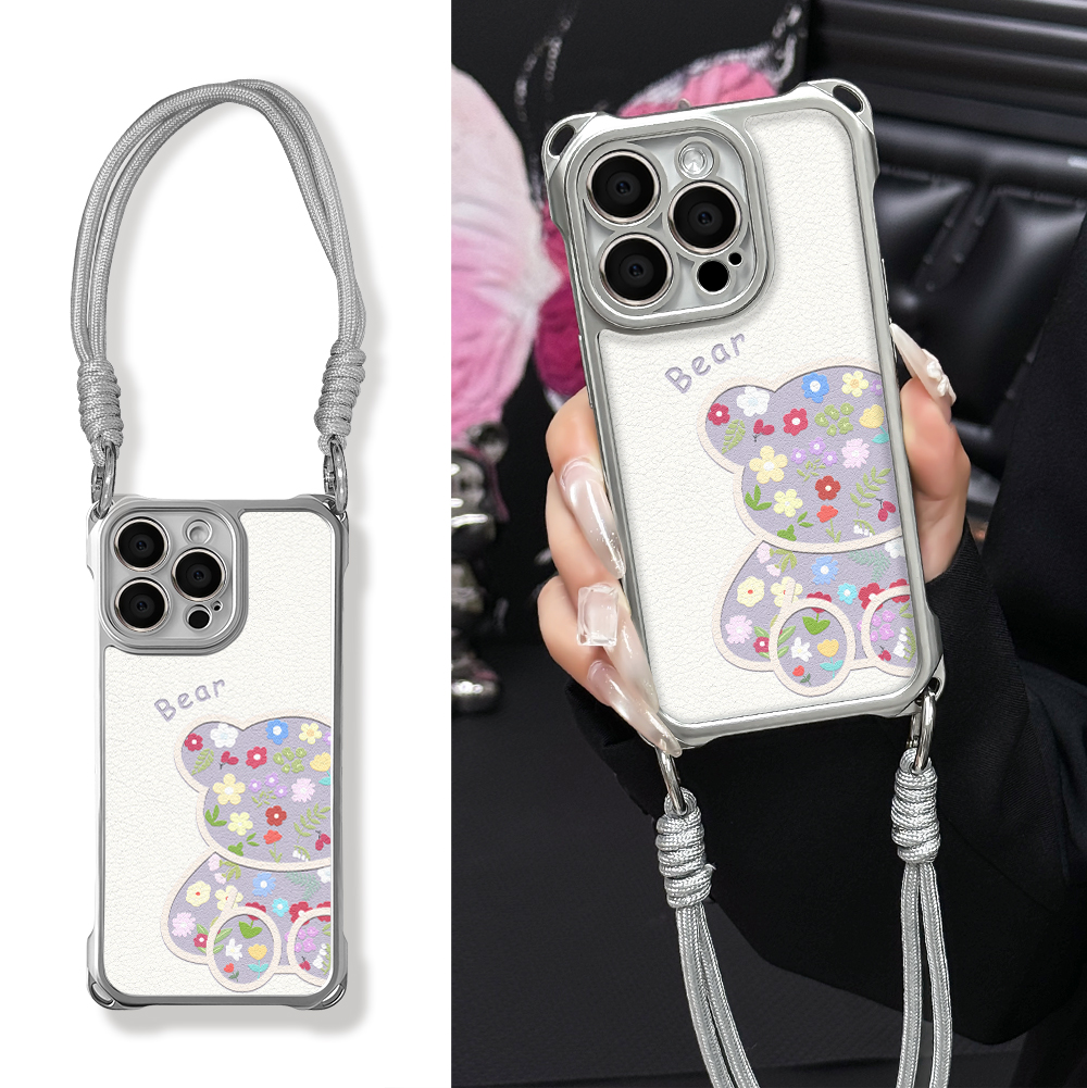 适用于苹果16华为OPPO小米VIVO新颖个性四角挂绳手机壳YA0261