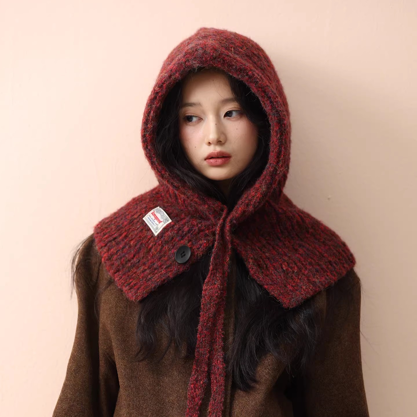 25帽子围巾一体冬款保暖加大巴拉克拉法帽针织护耳帽女时髦显脸小