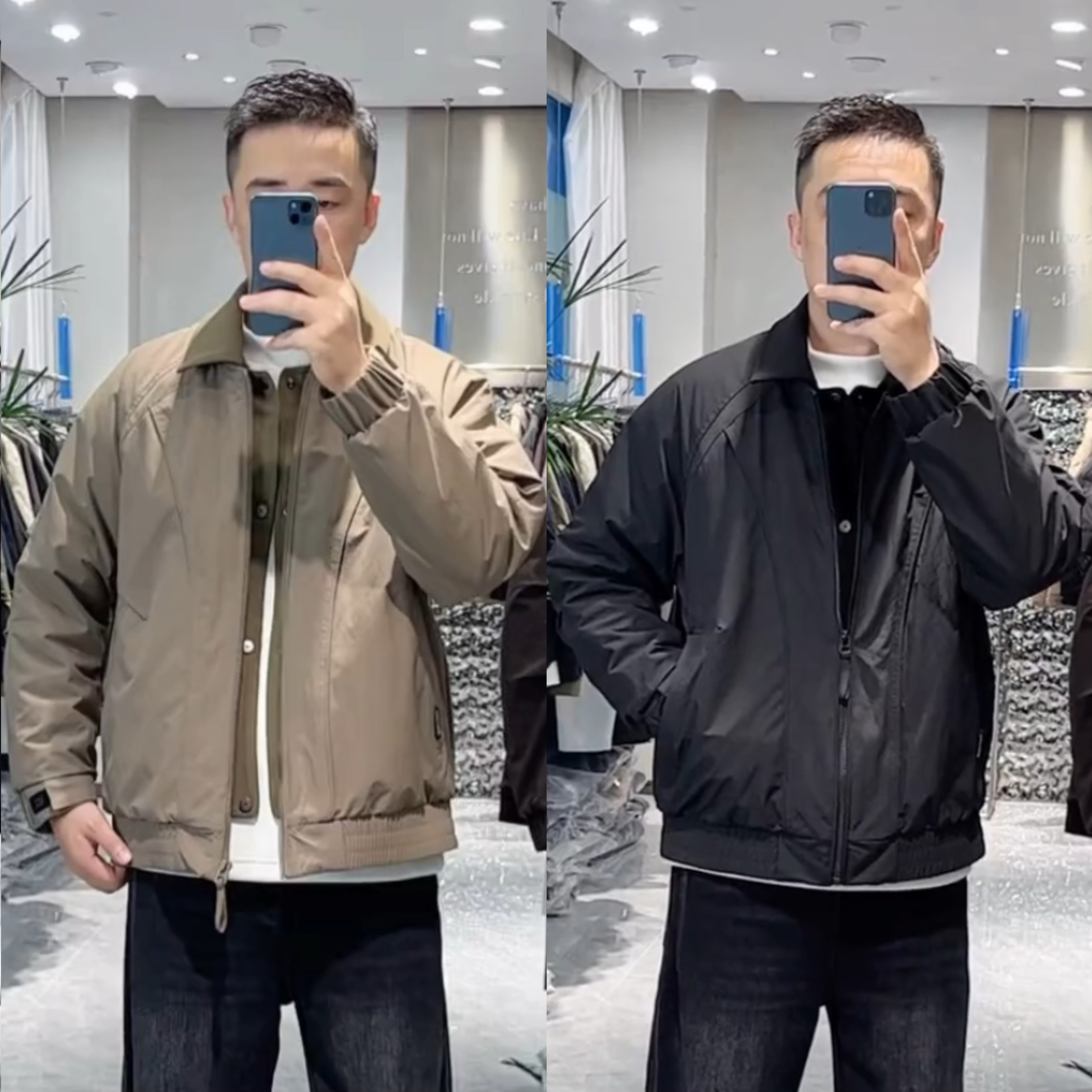 冬季新款工装风拼接翻领棉服男款时尚百搭休闲保暖夹棉夹克外套