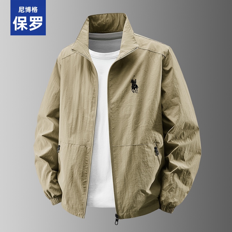 尼博格保罗春季男士夹克休闲宽松立领大码防风防水时尚潮流外套