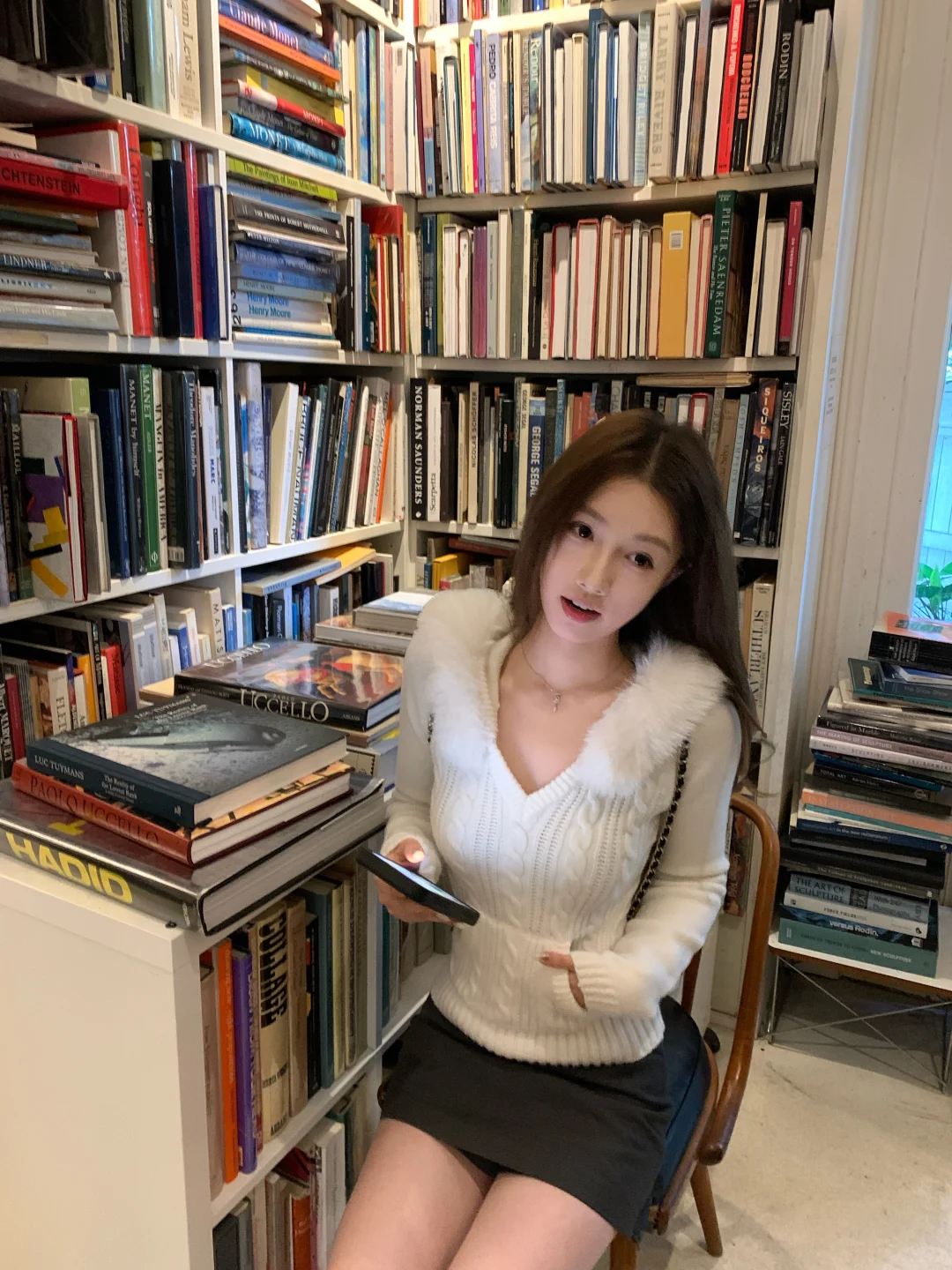 2025秋冬慵懒风麻花毛领长袖针织衫女打底毛衣韩系上衣显瘦半身裙