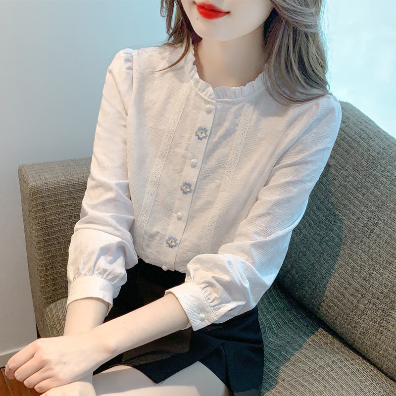 法式立领衬衫女设计感小众春秋2025年新款宽松遮肚打底衫气质上衣
