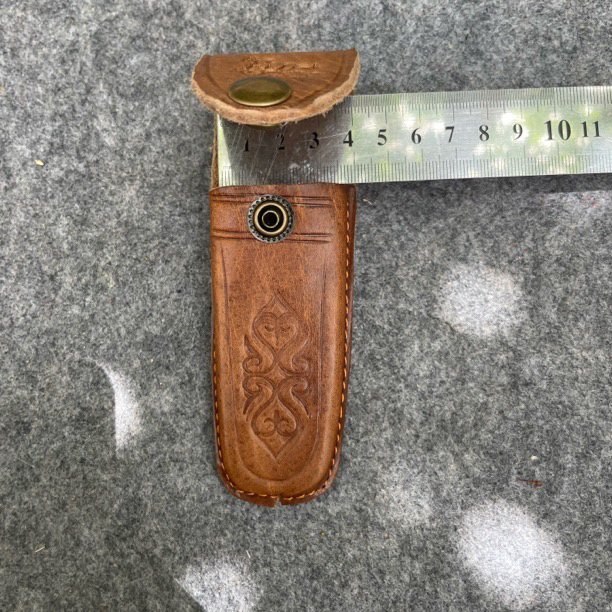 民族风格纯手工缝制真皮折叠刀刀鞘实用又美观