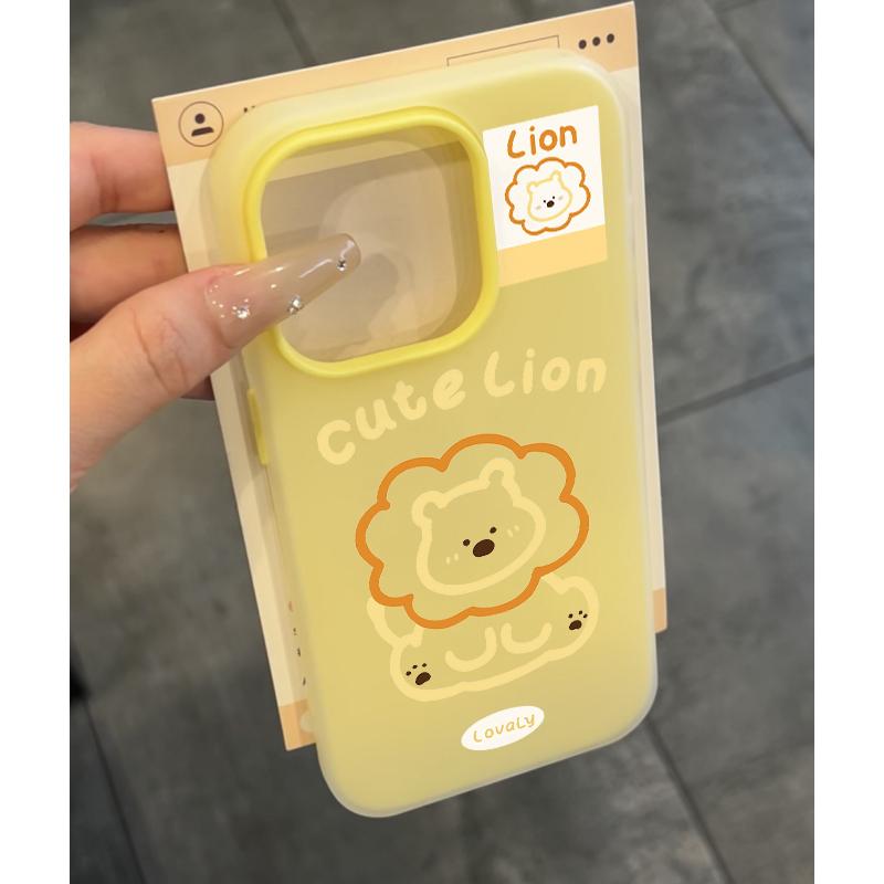 奥菲顿黄线条小狮子适用iPhone16/15肤感果冻13/11手机壳苹果12套