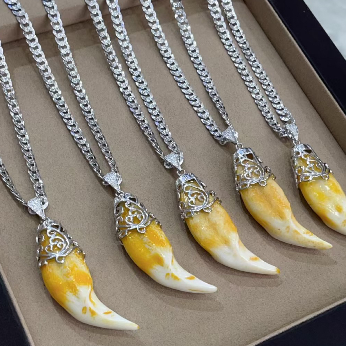 非金属合成锆石项链 男款项链黄色链子配饰饰品牙牙高端定制项链