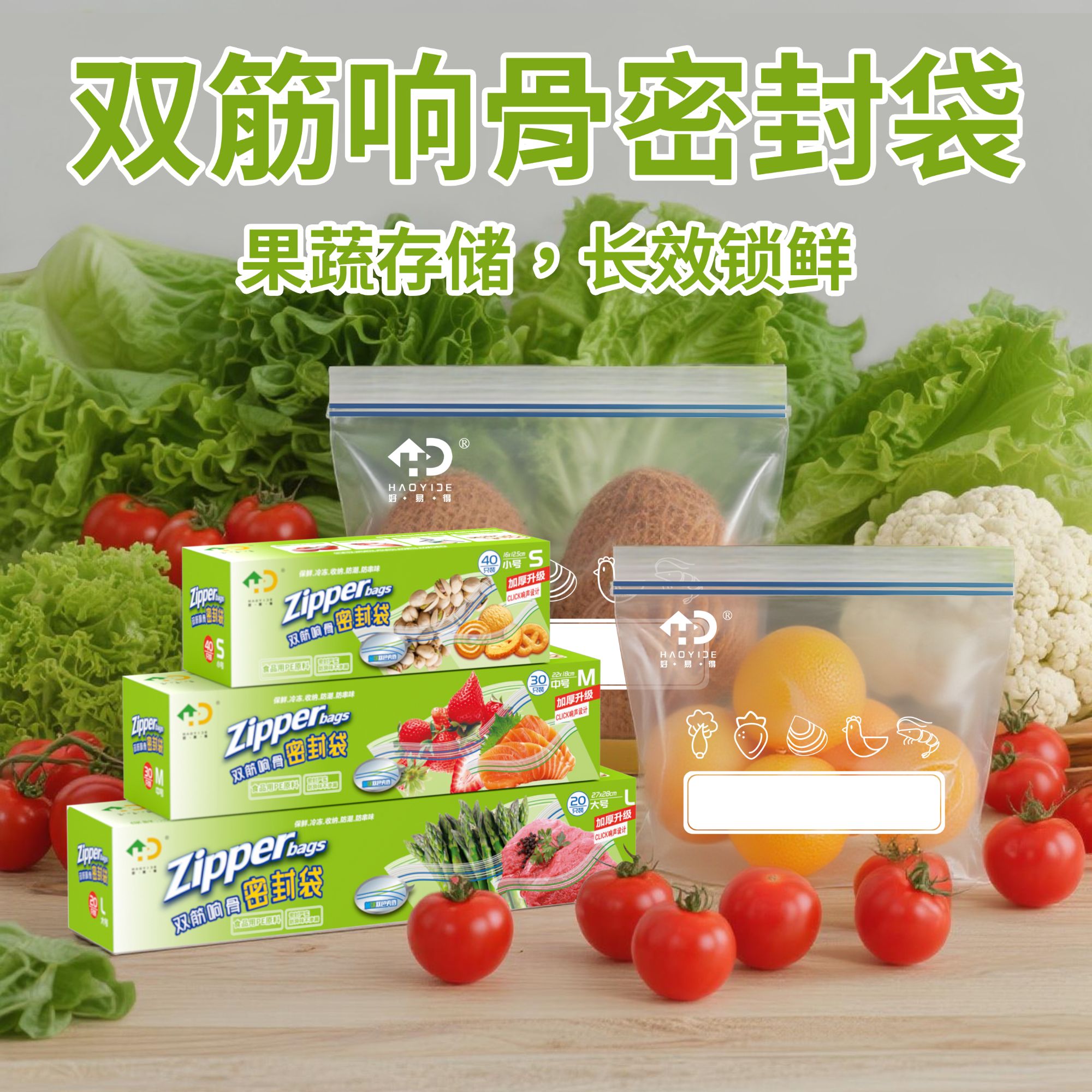 【好易得】加厚密封袋冰箱果蔬肉类分装居家必备生活用品