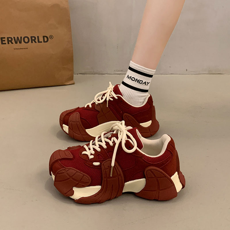 欧洲站增高个性时尚八爪鱼女2025秋季新款潮网面厚底休闲运动鞋