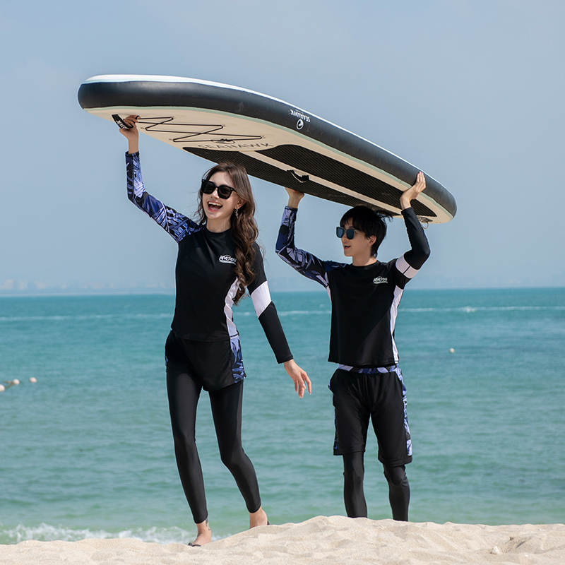 情侣大码分体潜水服长袖长裤速干防晒保守泳衣适合游泳泡温泉