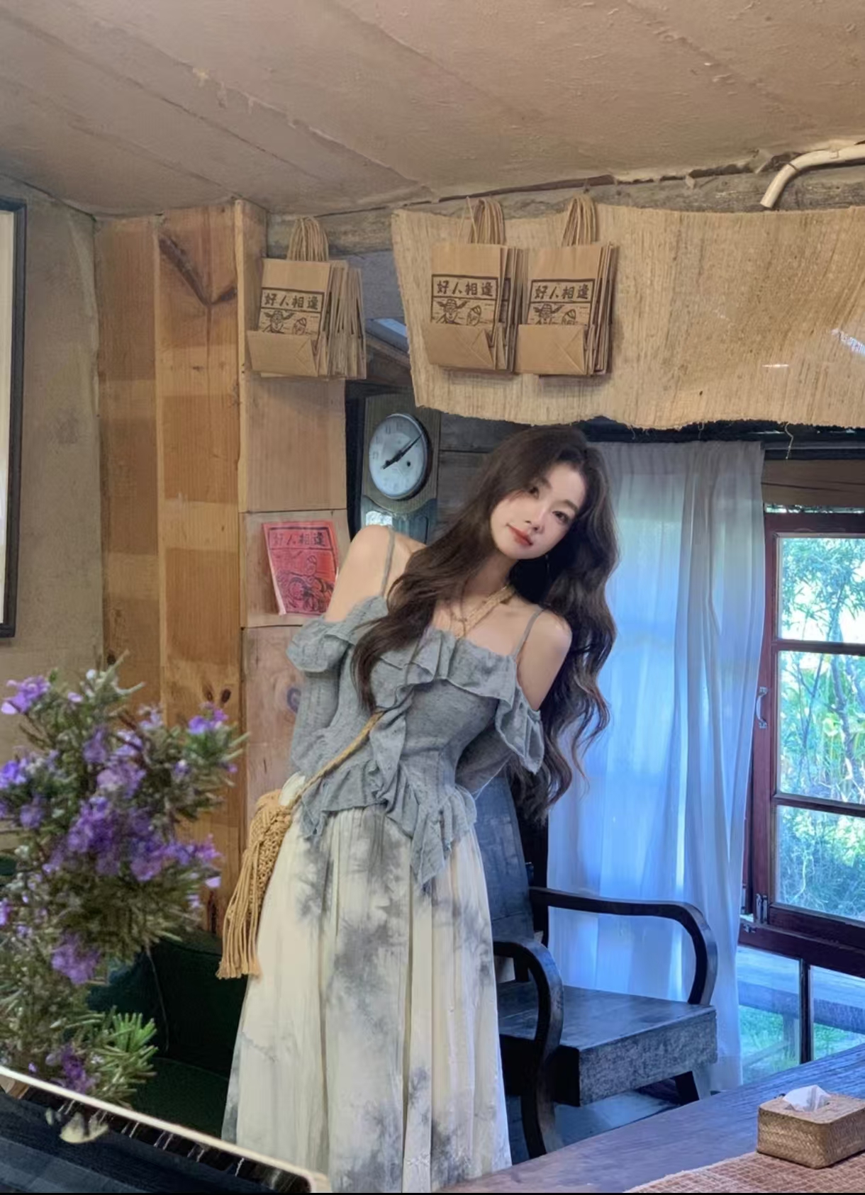 【青花雅韵】大码女装春夏松弛感上衣+晕染半裙气质设计小众度假风