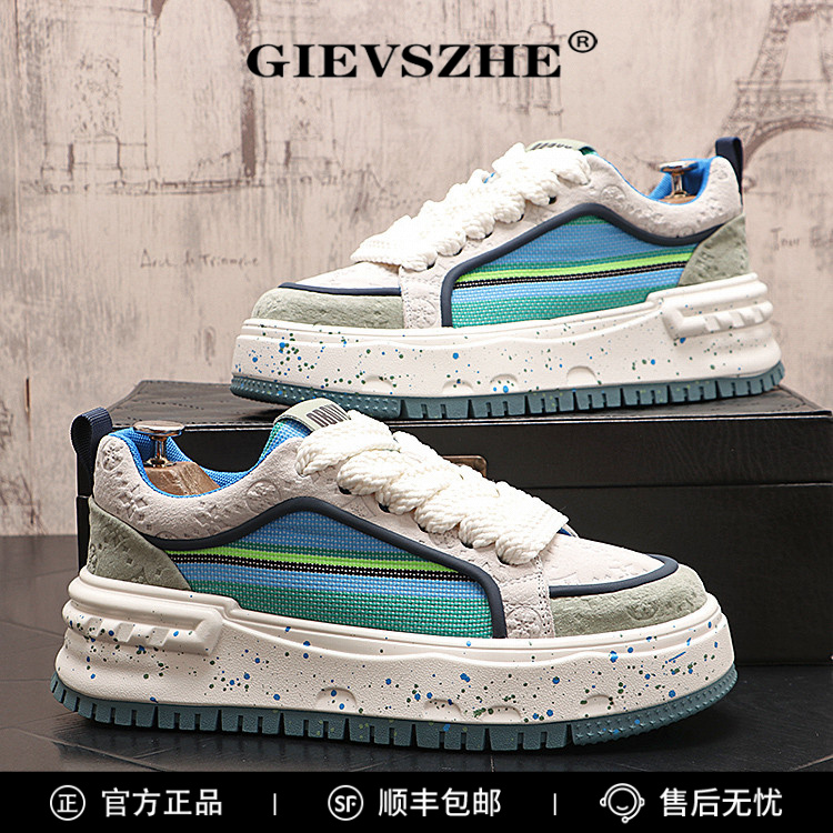 纪诗哲欧洲站男鞋子冬季新款增高休闲鞋小众青年时尚板鞋透气帆布