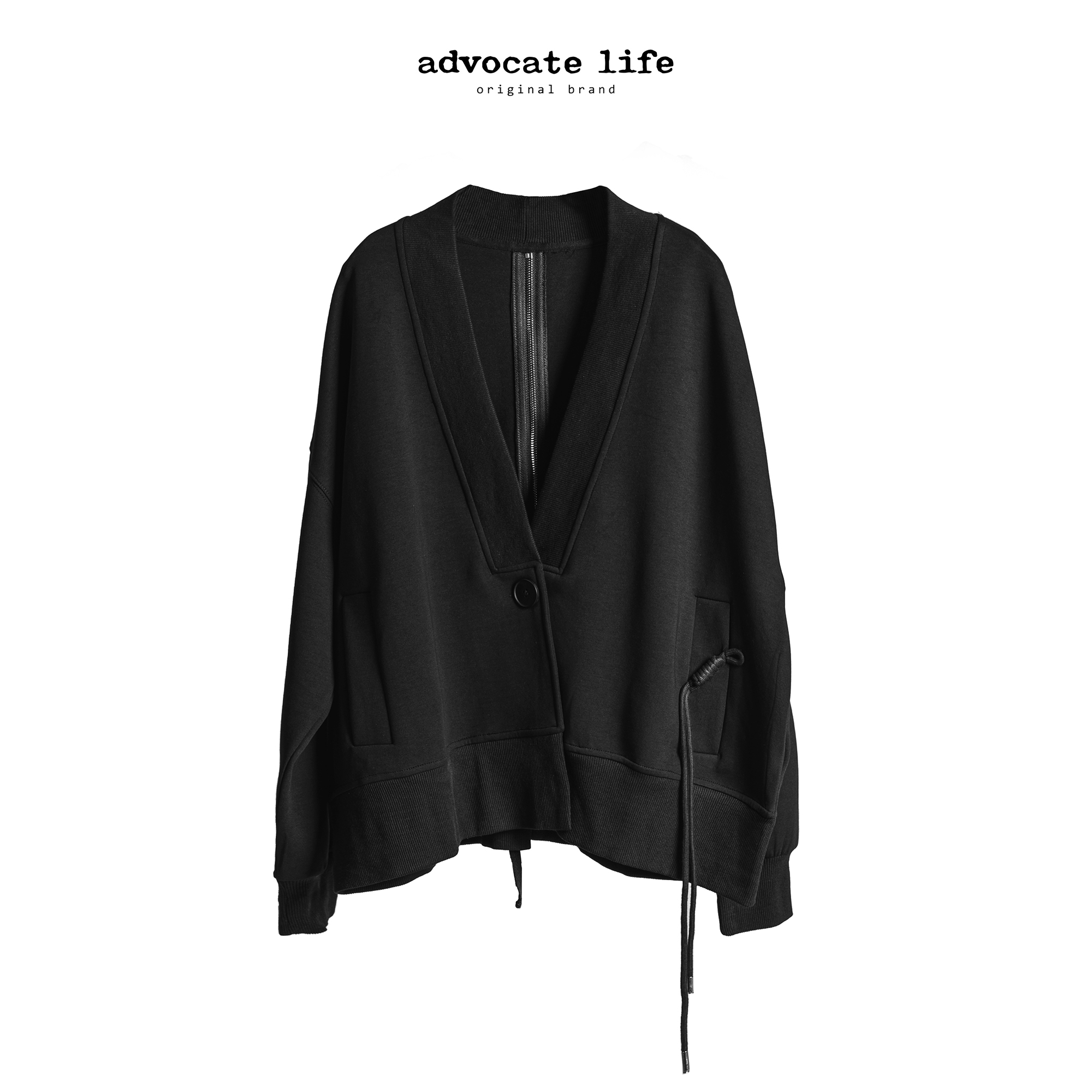 生活主张 Advocatelife时尚休闲设计感春季黑色薄外套JQ171342