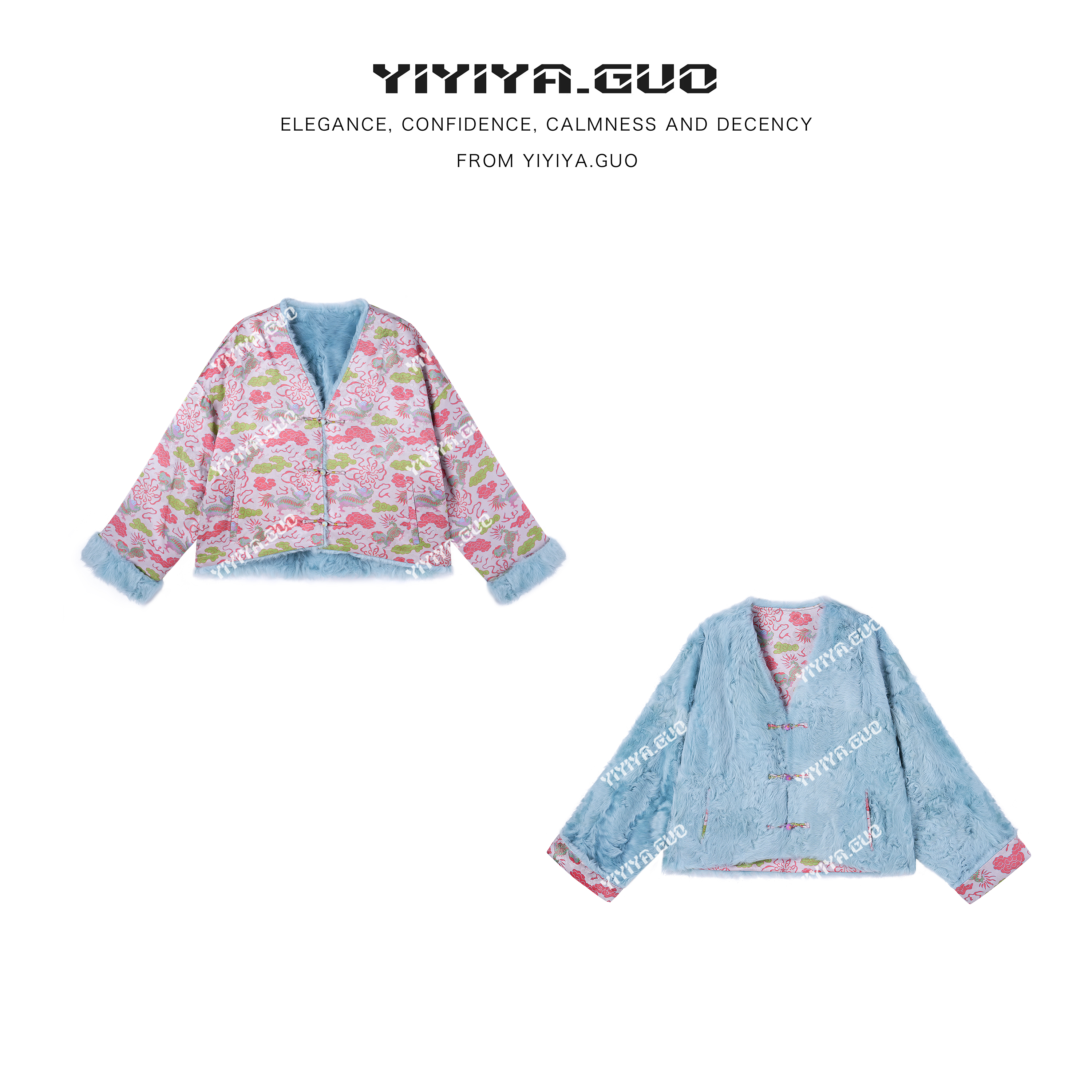 yiyiya.Guo艺艺吖新中式中国风落肩双面双穿外套080109SS52