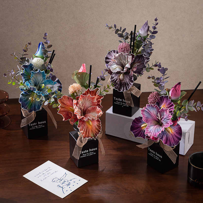 展香枝-花艺香薰鸢尾仿真花轻奢文艺家用卧室香氛摆件持久留香