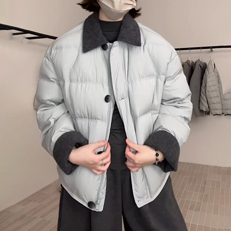 2025冬季新款设计感撞色棉服女韩系简约气质通勤百搭保暖冬季穿搭