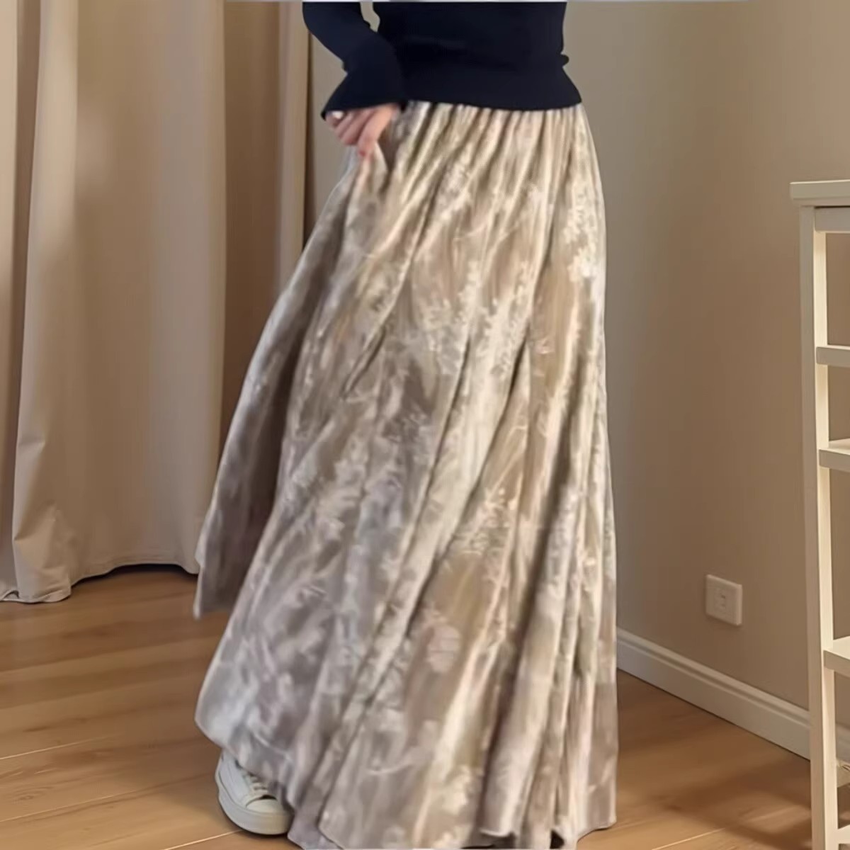 丝绒修身半身裙新中式丝绒长裙秋冬大摆鱼尾裙绝美复古半身裙