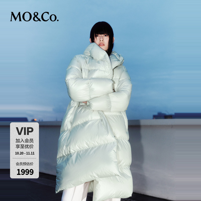 MOCO冬季连帽长款羽绒服(附腰带)MBC4EINK01