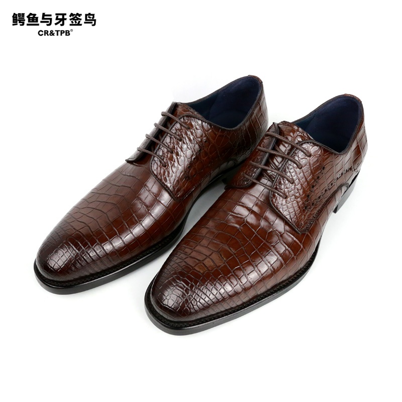 鳄鱼与牙签鸟 全鳄真皮商务皮鞋轻奢高端系带正装男鞋 EZ212202D