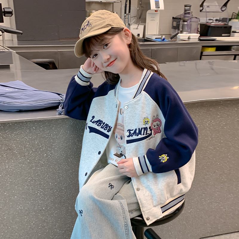 女童外套棒球服秋装2025新款洋气时髦大童女孩休闲儿童装春秋上衣