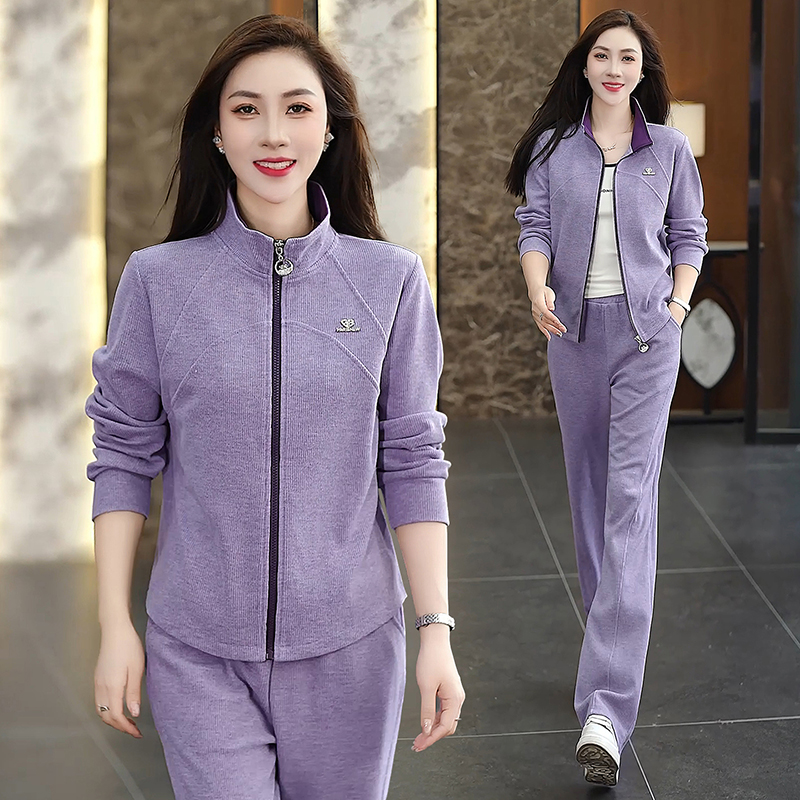 运动服套装女秋冬宽松感时尚长袖卫衣小个子洋气一整套立领两件套