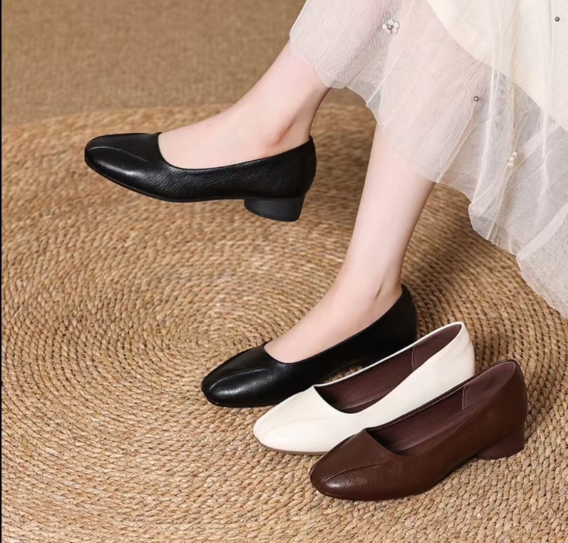 （断码撤柜）法式百搭浅口鞋圆头皮鞋软底夏季单鞋舒适低跟