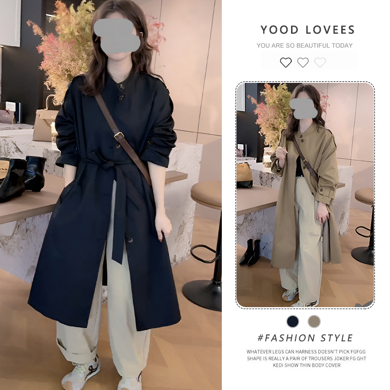 美式复古设计感气质风衣外套女2026春秋新款小个子中长款开衫上衣