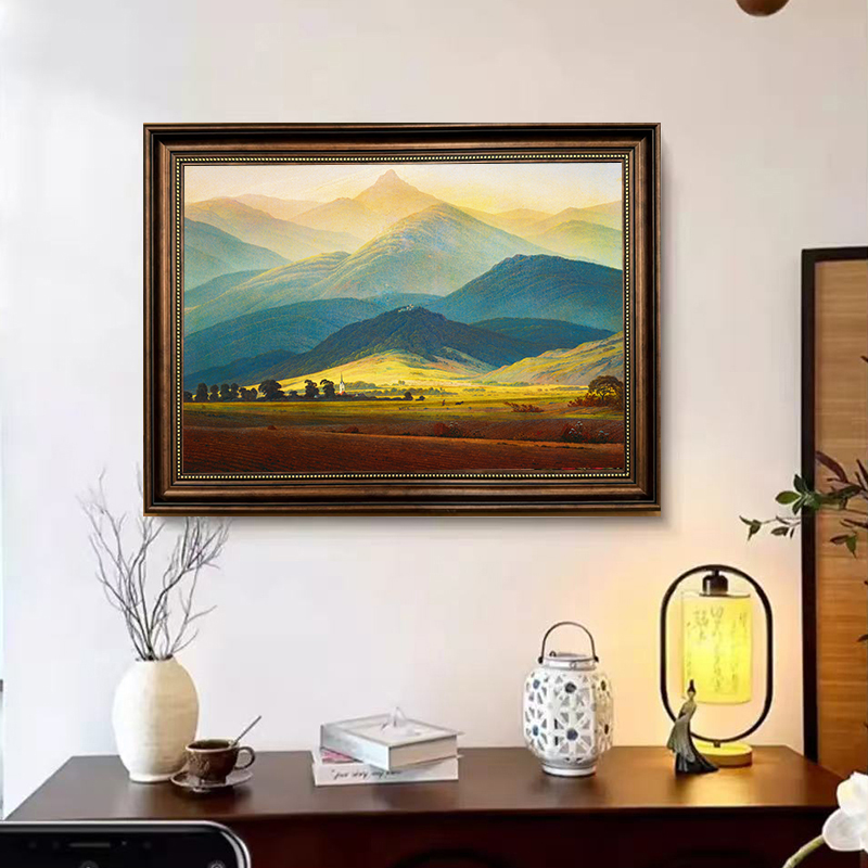 《巨人山》名画复刻现代简约轻奢复古风挂画玄关客厅背景墙大气DH30