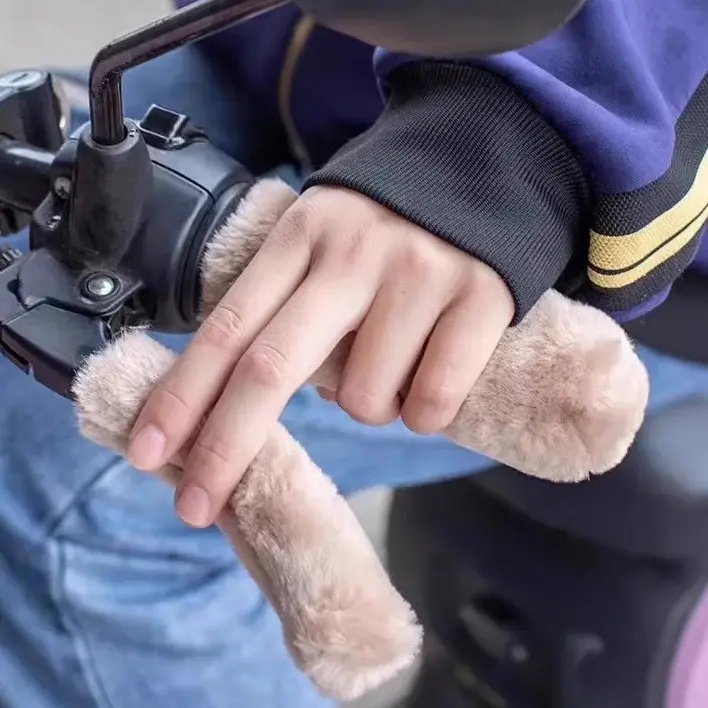 电动车把手套冬季毛绒保暖防冻电摩自行车通用电瓶车手柄套车把套