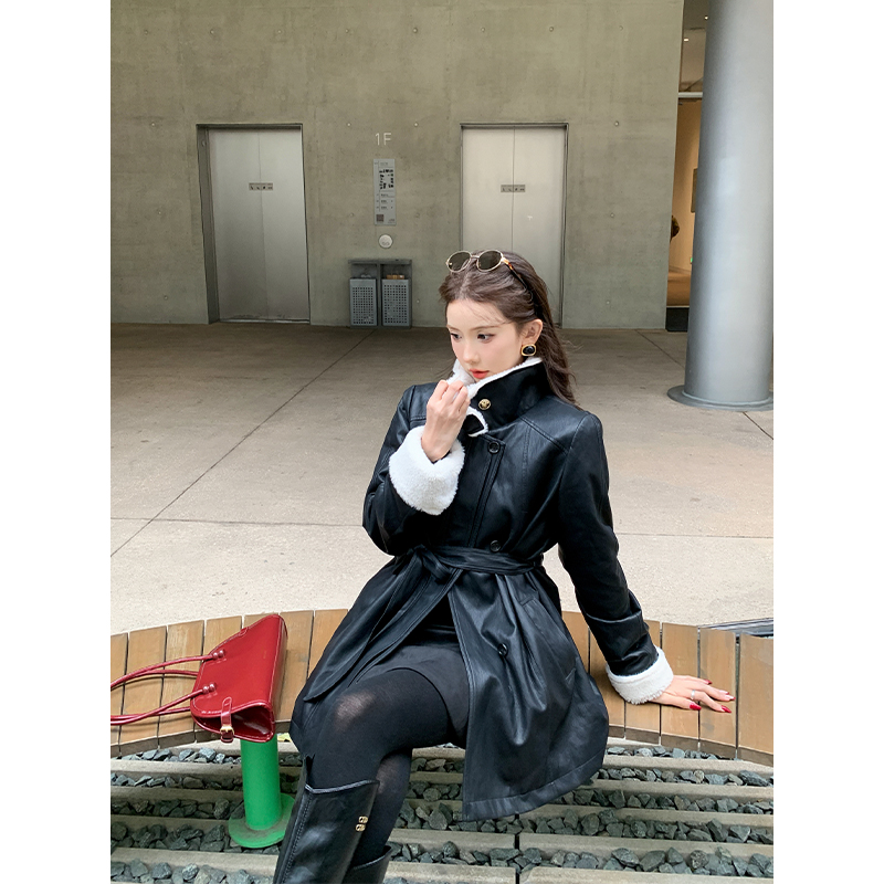 SHAOER【都市丽人】冬季酷飒时尚通勤羽绒皮衣外套女S725T19757