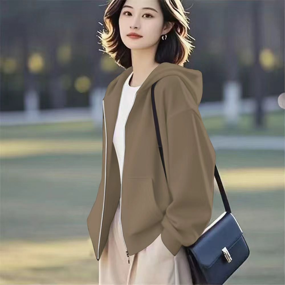 短款外套女2025秋冬新款小个子百搭洋气减龄上衣宽松休闲连帽卫衣
