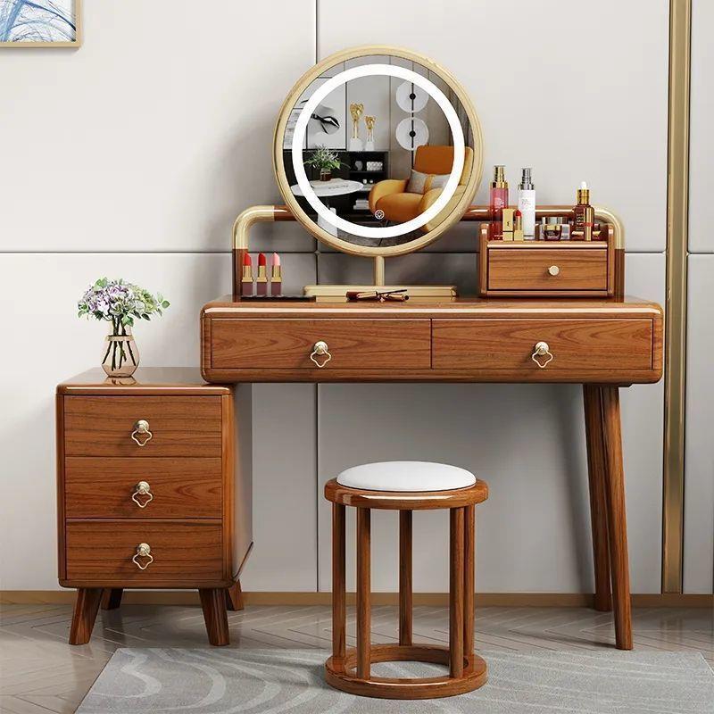 全实木中式小户型化妆桌卧室简约现代一体网红高轻奢新中式客厅