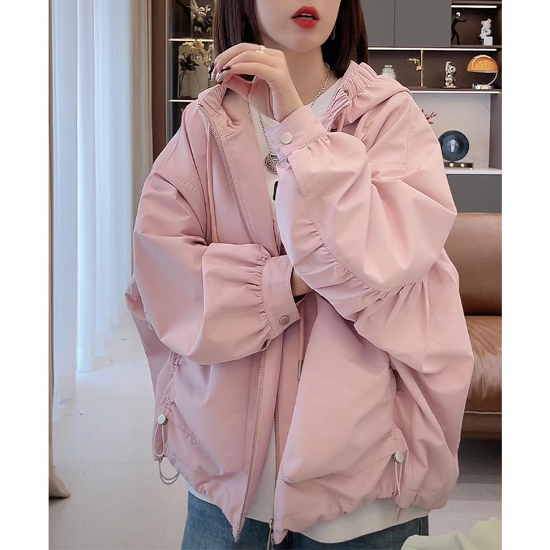 欧若风纯色连帽长袖外套女2025年春季新款高级感气质百搭时髦上衣