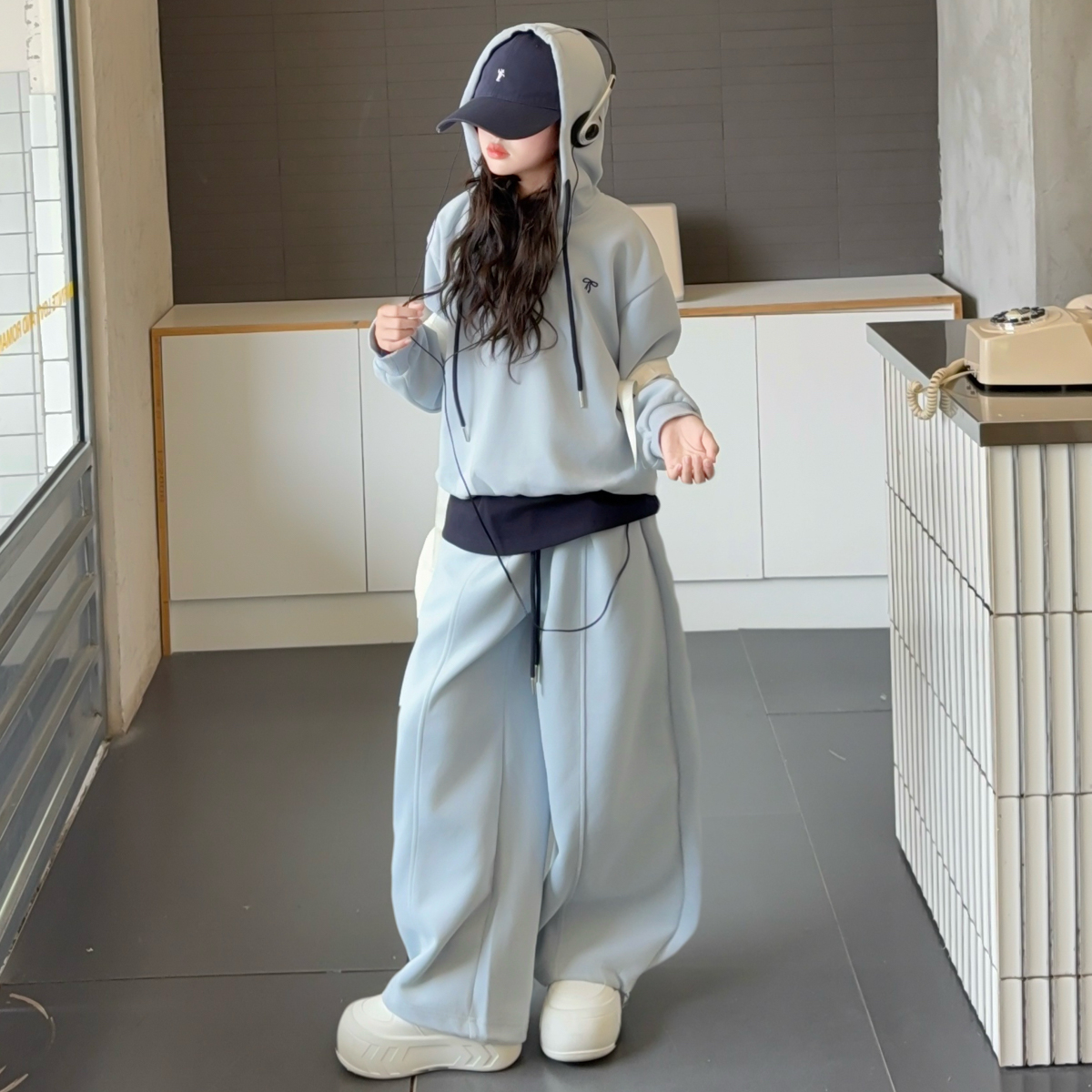 女童秋装套装2025新款女大童春秋季韩系卫衣儿童休闲阔腿裤两件套