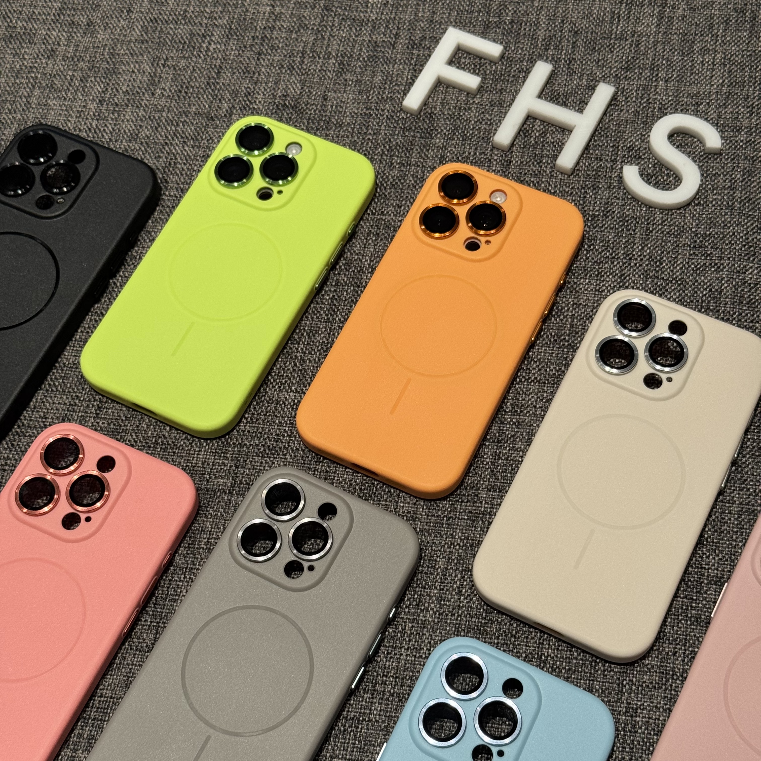 飞虎胜纯色带镜头膜适用苹果15/16promax磁吸手机壳14/13/12/17软