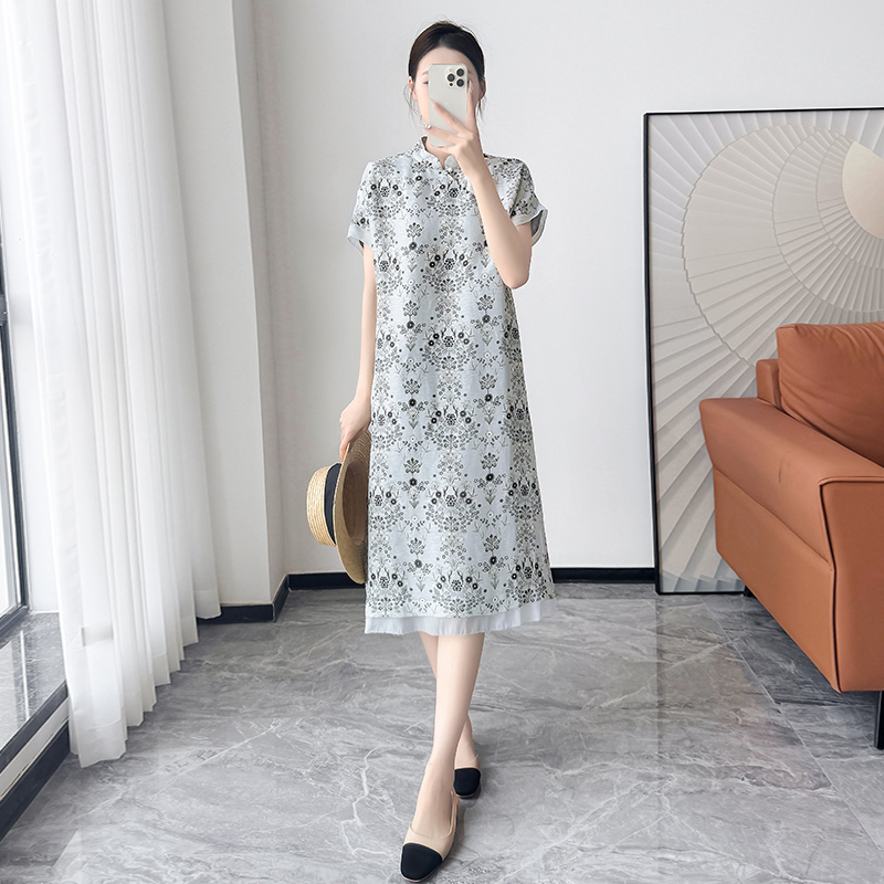 新中式国风碎花连衣裙女夏季2025新款高端气质宽松显瘦改良旗袍裙