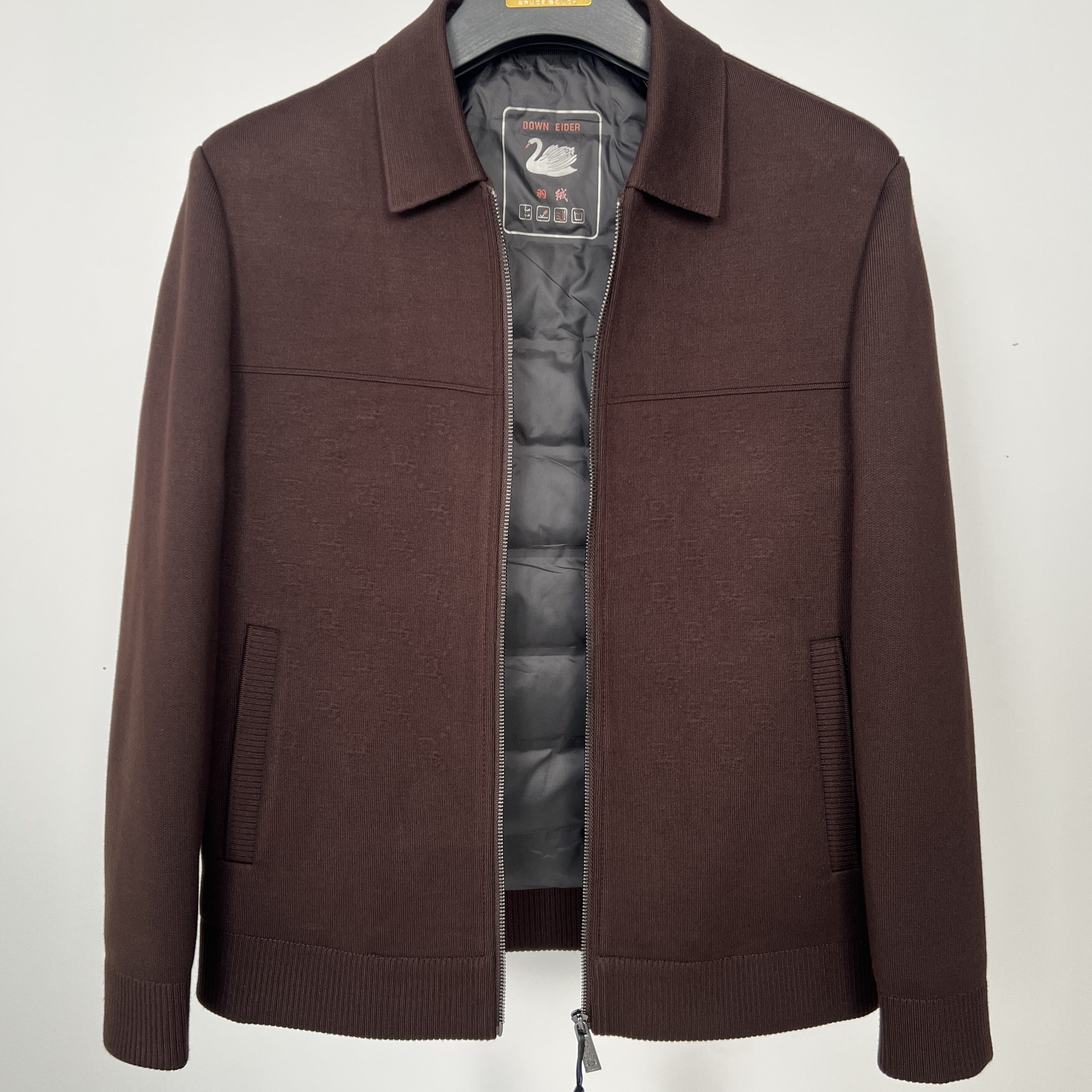 翻领冬季厚款针织摇片轻薄羽绒短款男式经典男士夹克时尚休闲商务