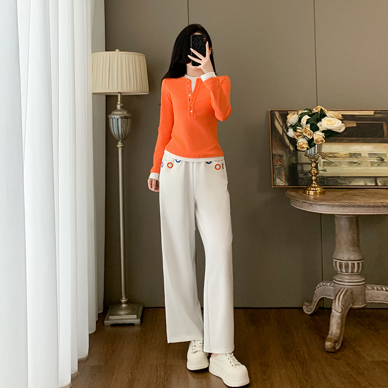欧货时尚休闲套装女秋季2025新款洋气减龄设计感假两件上衣两件套