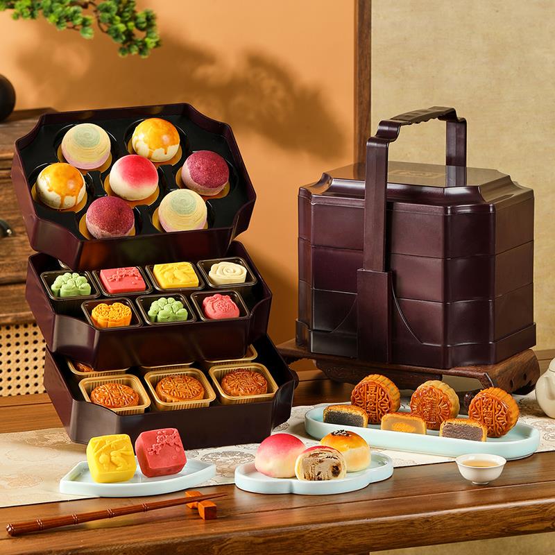 金炉子中秋节月饼礼盒装广式流心糕点心送客户长辈伴手礼品拖罗饼