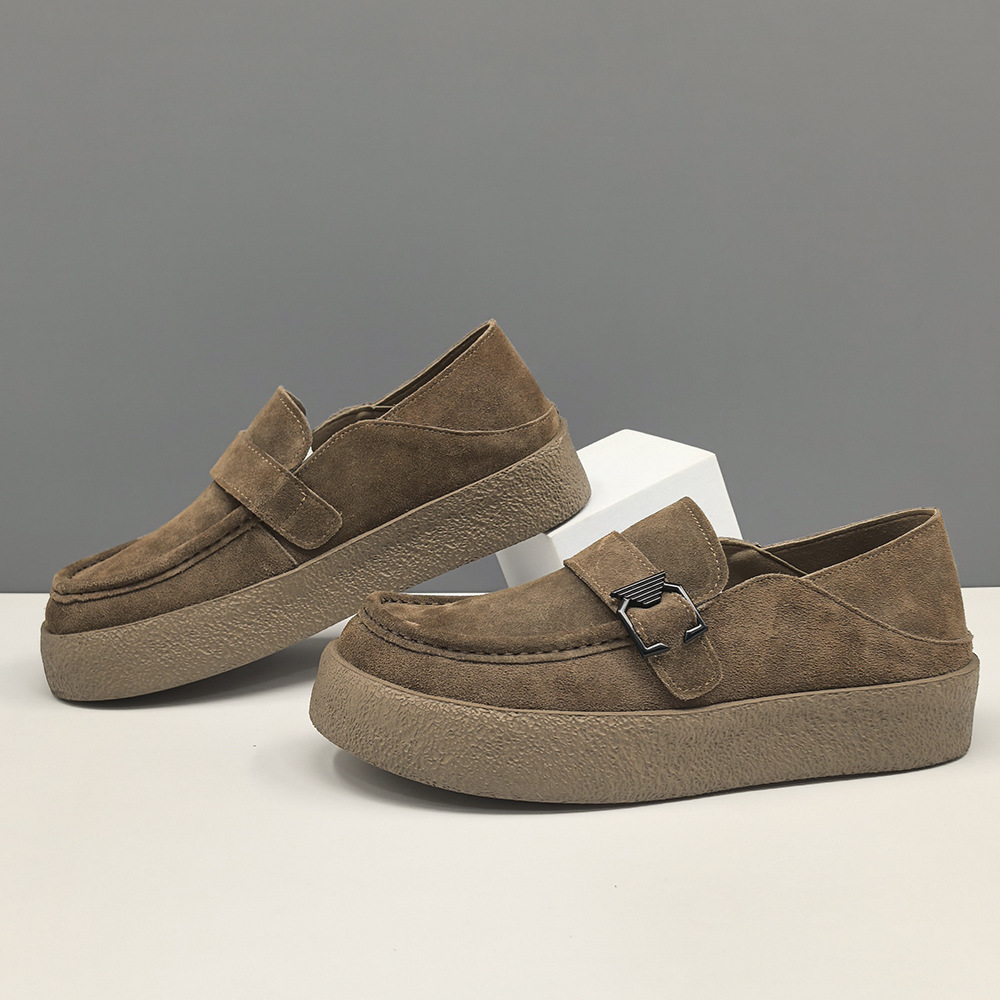 男鞋新款轻便舒适软底乐福鞋透气厚底低帮时尚百搭休闲套脚皮鞋潮