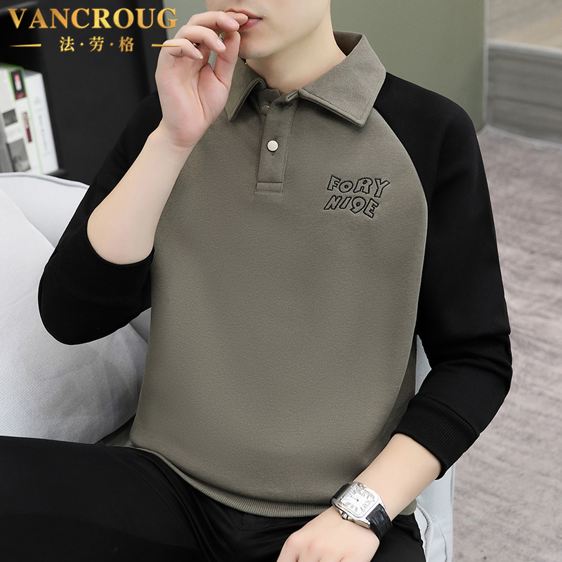 VANCROUG/法劳格Polo衫男士秋季重磅潮牌宽松休闲简约高级感上衣