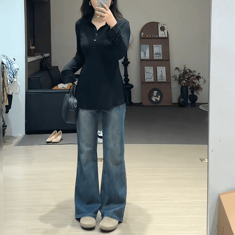 大码高腰阔腿牛仔裤女秋季款梨形身材宽松显瘦松弛感弹力百搭长裤