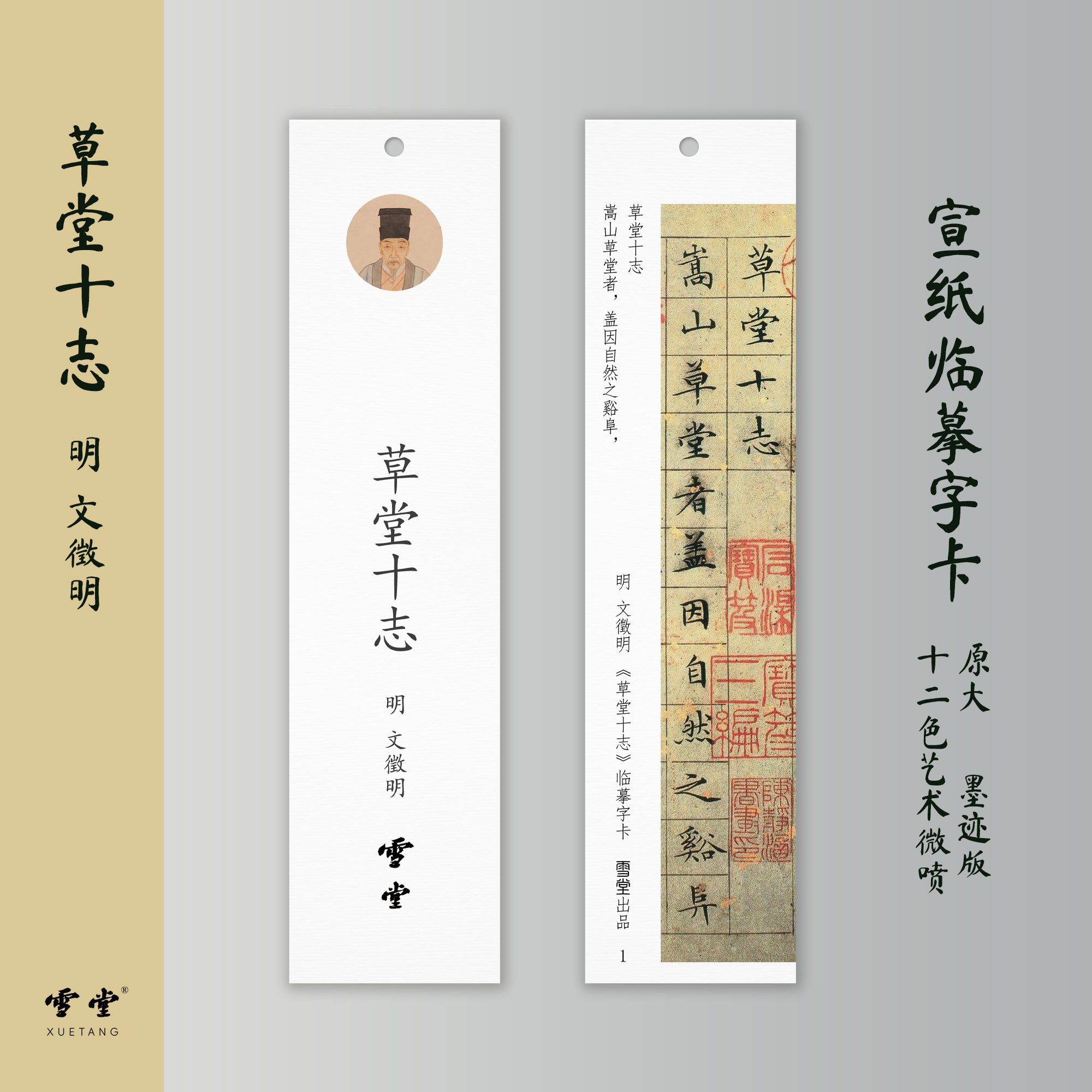 雪堂文徵明《草堂十志》明代小楷书法近距离临摹宣纸练字字卡字帖