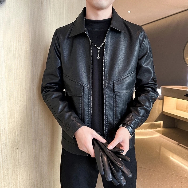 【Old Street】秋季2025新正肩皮衣男款外套休闲商务大众时尚基础款