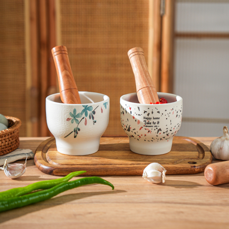 舍里陶瓷蒜臼子捣蒜器蒜蓉蒜泥器捣碎家用研磨擂钵石臼手动捣蒜罐