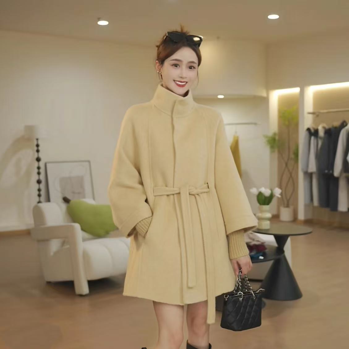 【敢敢专属】秋冬中长款收腰设计时尚百搭双面大衣