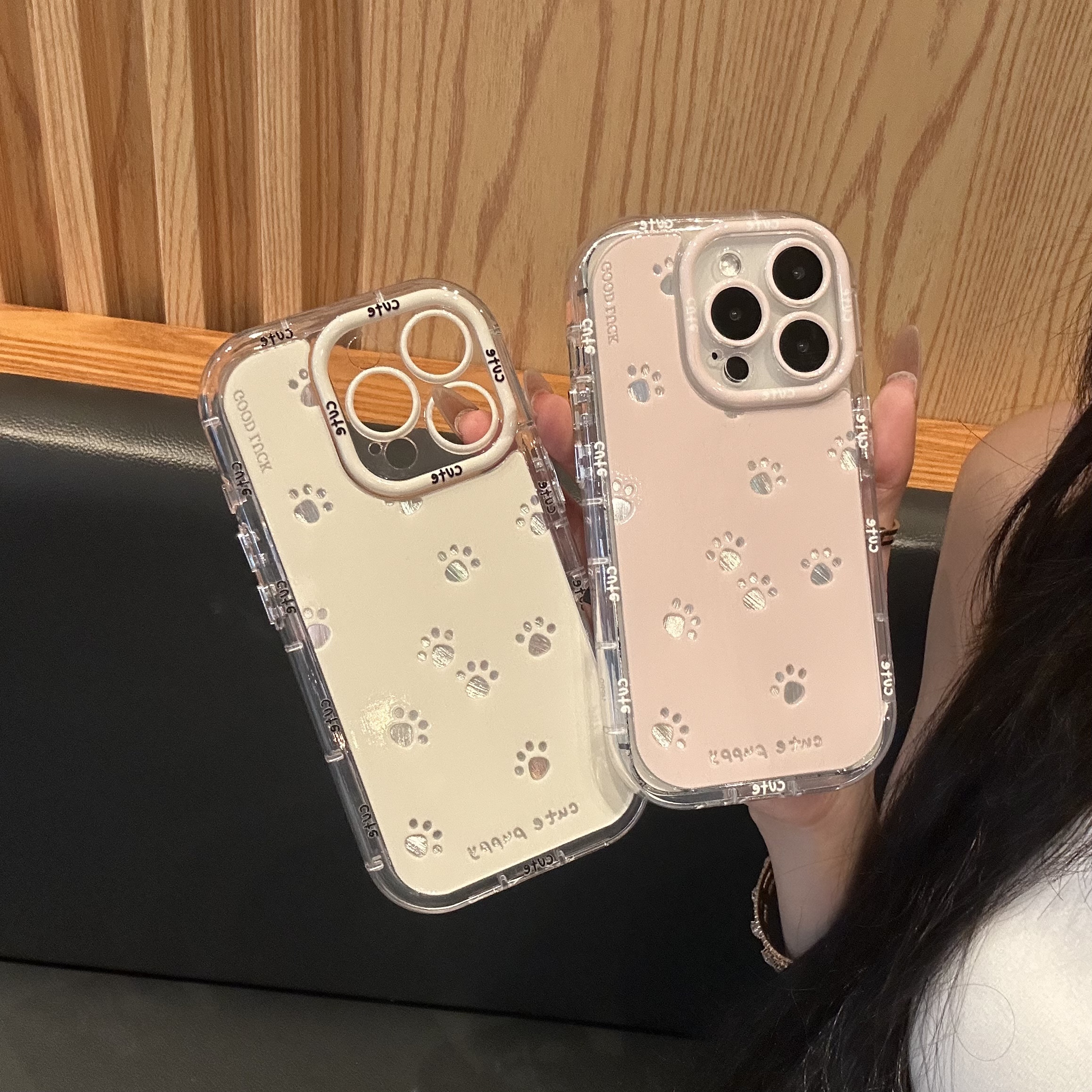 欧克里里粉黄可爱爪爪适用苹果16泡芙羽纱手机壳vivo华为小米oppo