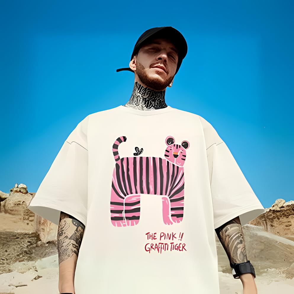 不是纯棉的t恤夏季宽松潮流半袖胖子显瘦男士T恤休闲圆领五分袖男