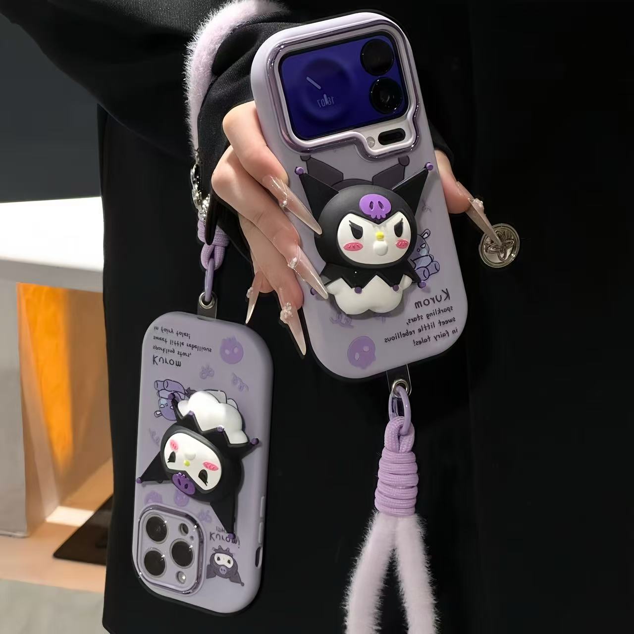 库洛米公仔支架挂绳适用苹果17/16promax手机壳华为vivoppo小米14