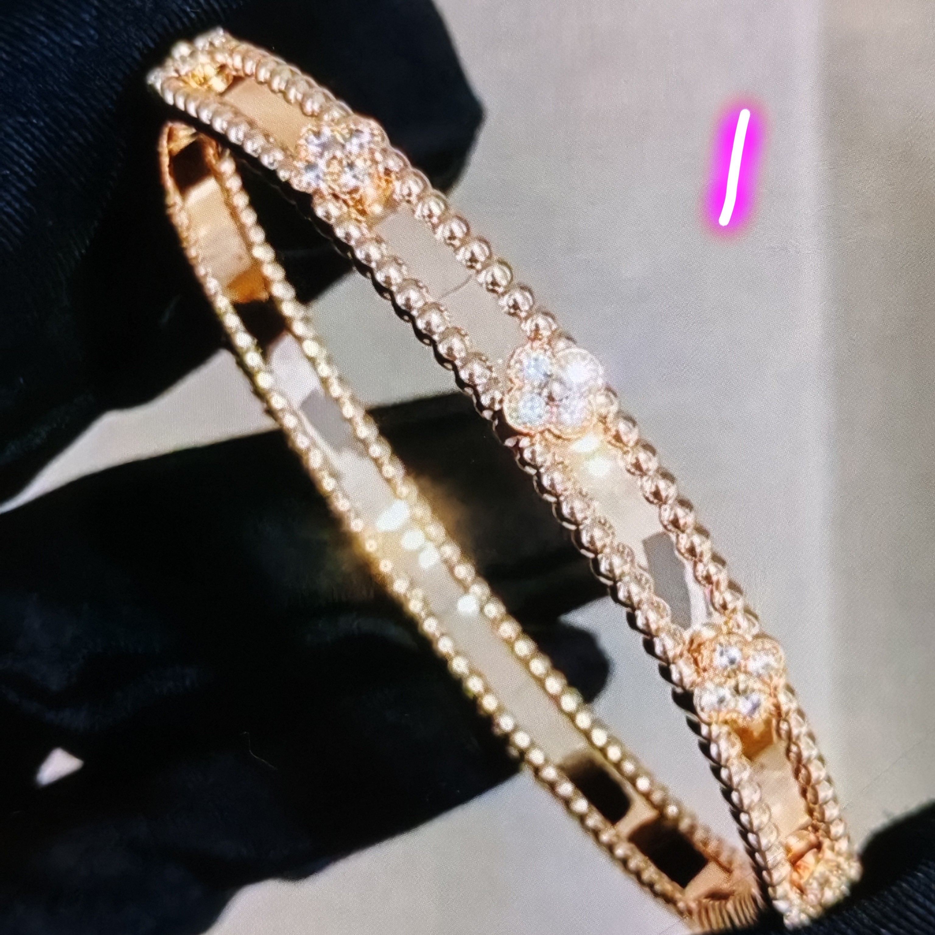 合金仿珍珠手镯 女日韩仙女饰品金色镶嵌小香风气质轻奢时尚百搭